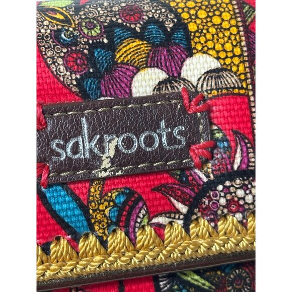 Sakroots Red Boho Wallet Coated Canvas Tri-Fold - Picture 2 of 8